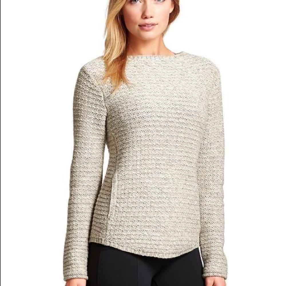 ❄️ Athleta Chill Womens Small Oatmeal Tan Chunky Merino Sweater Size XS